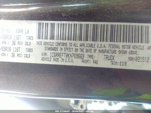 1C6RREFT0KN769669 RAM 1500 Big Horn/lone Star