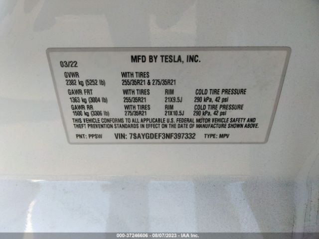 7SAYGDEF3NF397332 Tesla Model Y Performance