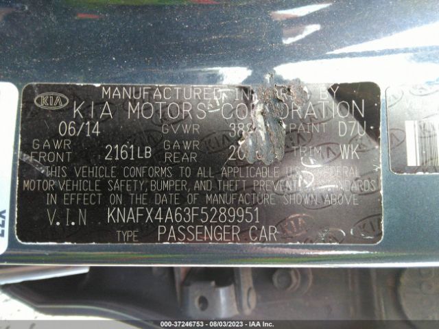KNAFX4A63F5289951 KIA FORTE LX