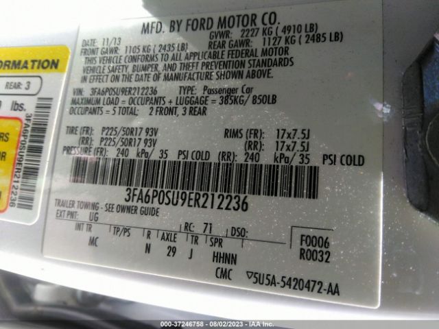 3FA6P0SU9ER212236 Ford Fusion Energi Titanium