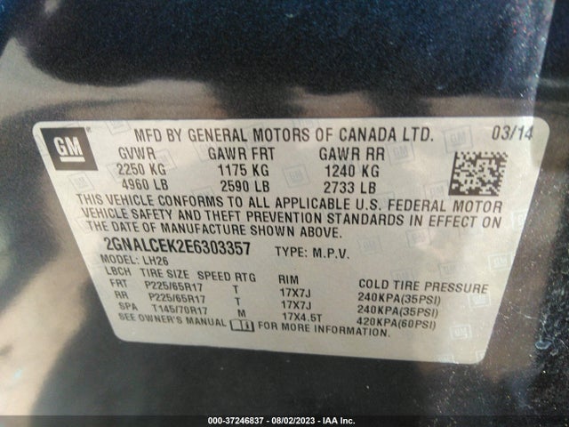 Chevrolet Equinox 2lt 2014 2GNALCEK2E6303357 Image 9