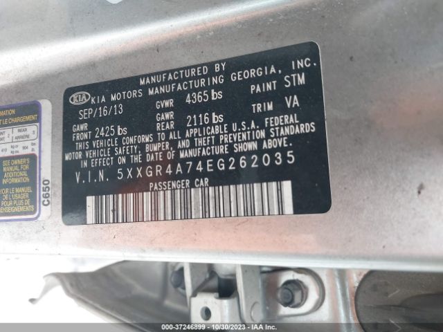 5XXGR4A74EG262035 KIA OPTIMA SX
