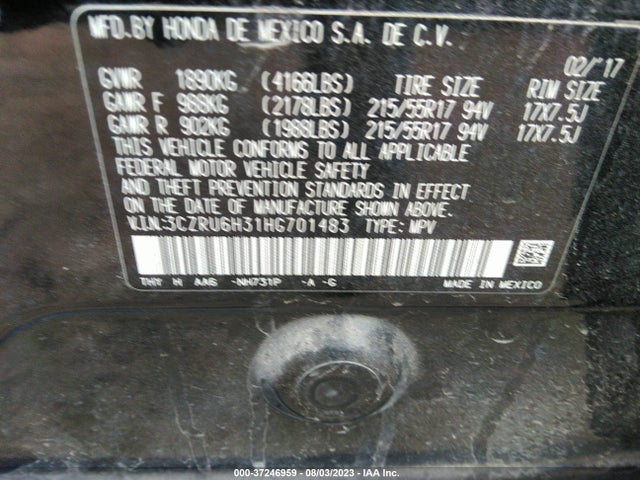 Honda HR-V LX 2017 3CZRU6H31HG701483 Image 9