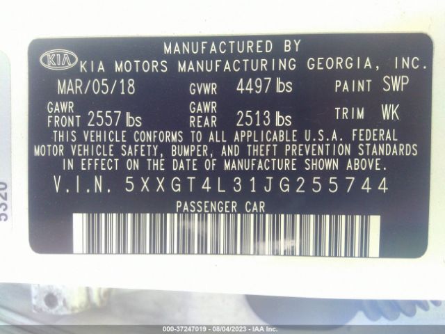 5XXGT4L31JG255744 KIA Optima S