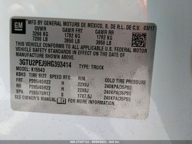 3GTU2PEJ9HG393414 GMC Sierra 1500 Denali