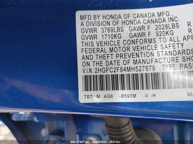 Honda Civic Sport 2021 2HGFC2F84MH527679 Image 9