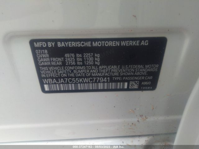 WBAJA7C55KWC77941 BMW 5 Series 530i Xdrive