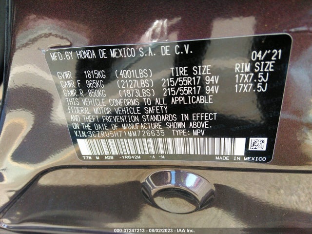Honda Hr-v Ex-l 2021 3CZRU5H71MM726635 Image 9