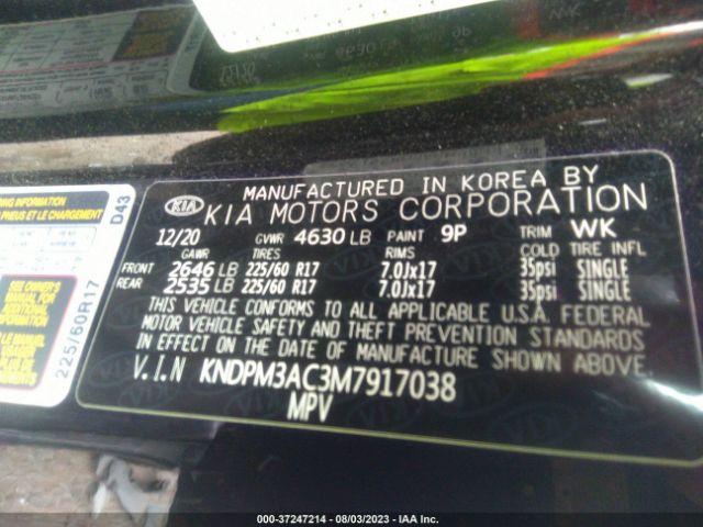 KNDPM3AC3M7917038 KIA Sportage Lx