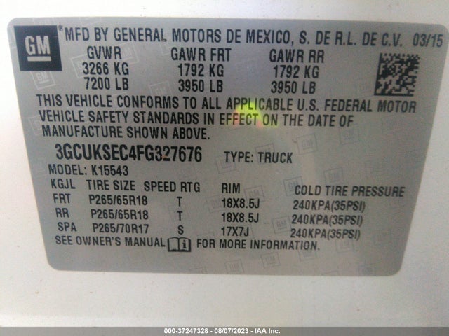 Chevrolet Silverado 1500 Ltz 2015 3GCUKSEC4FG327676 Image 9