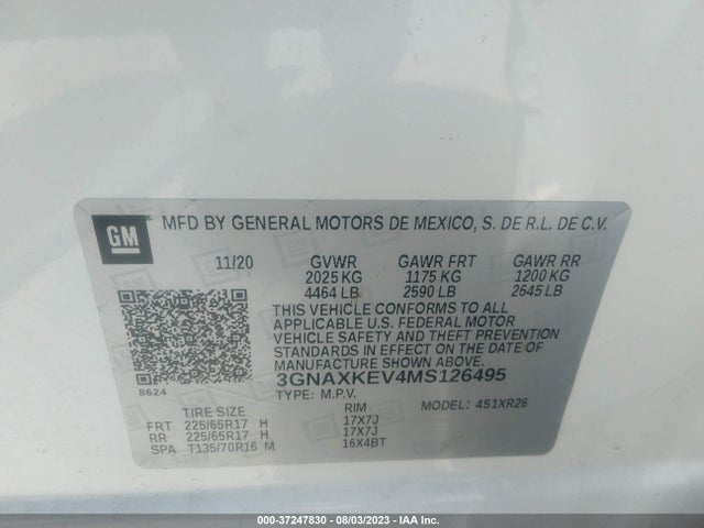 Chevrolet EQUINOX LT 2021 3GNAXKEV4MS126495 Image 15
