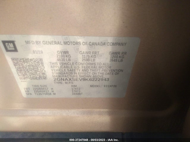Chevrolet EQUINOX LS 2019 2GNAXSEV9K6222943 Image 16