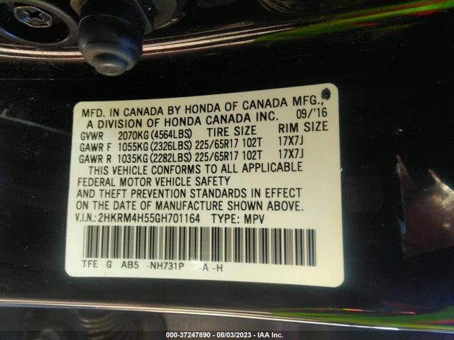 Honda CR-V EX 2016 2HKRM4H55GH701164 Image 9