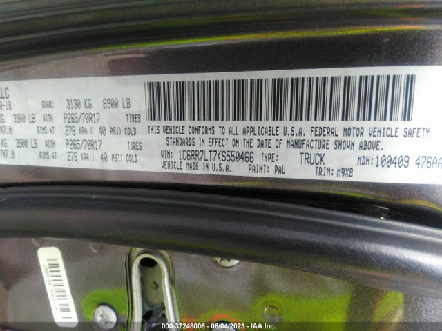 1C6RR7LT7KS550466 RAM 1500 Classic Slt