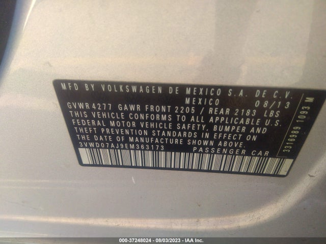 3VWD07AJ9EM363173 Volkswagen Jetta Sedan Se W/connectivity/sunroof