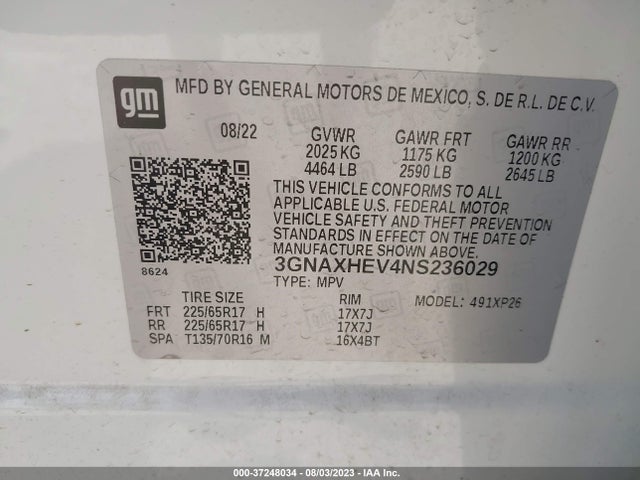 Chevrolet EQUINOX LS 2022 3GNAXHEV4NS236029 Image 9