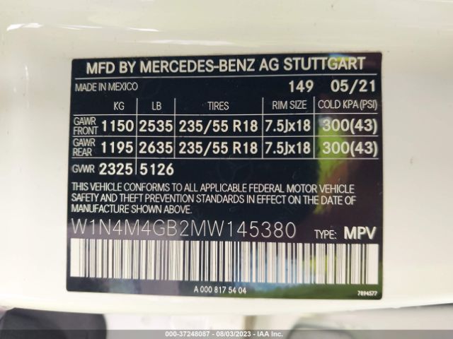 2021 MERCEDES-BENZ GLB 250 W1N4M4GB2MW145380 Photo 8