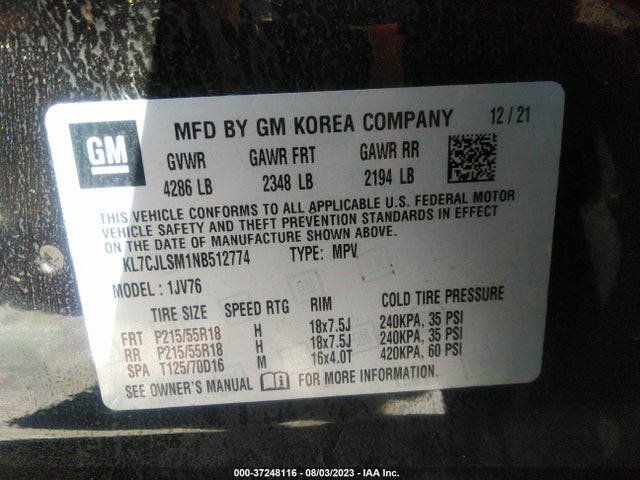 Chevrolet Trax Lt 2022 KL7CJLSM1NB512774 Image 9