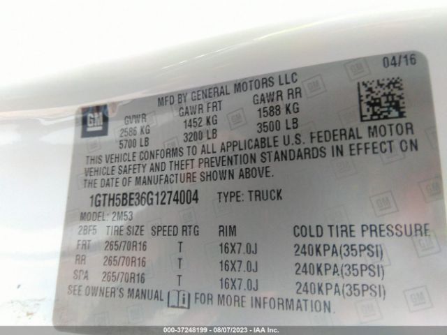 1GTH5BE36G1274004 GMC Canyon 2wd