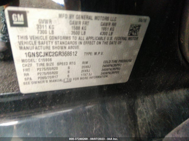 Chevrolet Suburban Ltz 2016 1GNSCJKC2GR368612 Image 9
