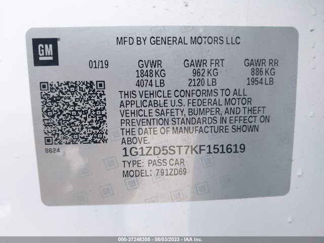 Chevrolet MALIBU LT 2019 1G1ZD5ST7KF151619 Image 9