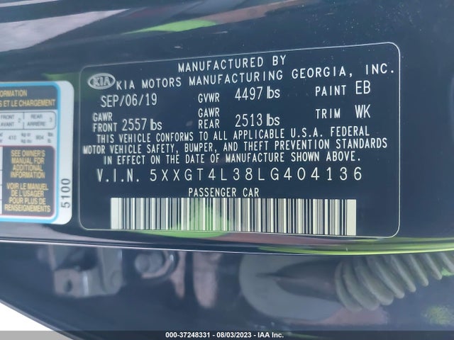 KIA Optima Lx 2020 5XXGT4L38LG404136 Image 15