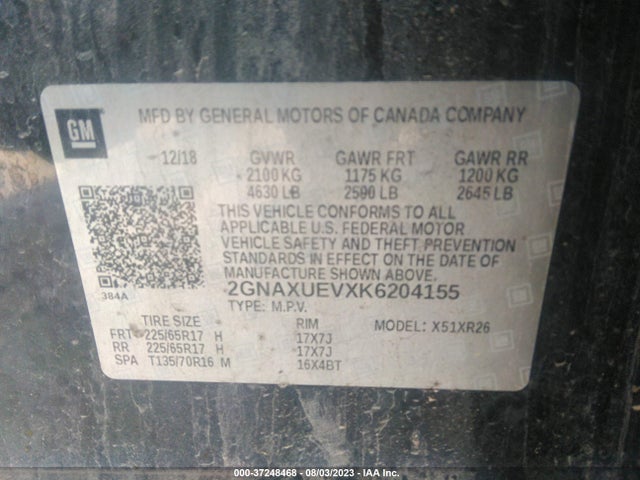Chevrolet EQUINOX LT 2019 2GNAXUEVXK6204155 Image 9