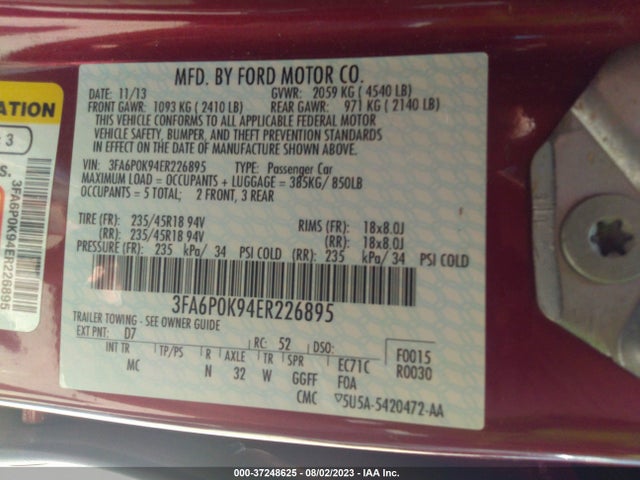 2014 FORD FUSION TITANIUM VIN: 3FA6P0K94ER226895