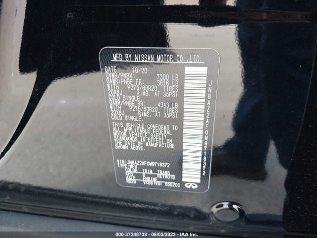 JN8AZ2AF0M9718372 Infiniti QX80 LUXE