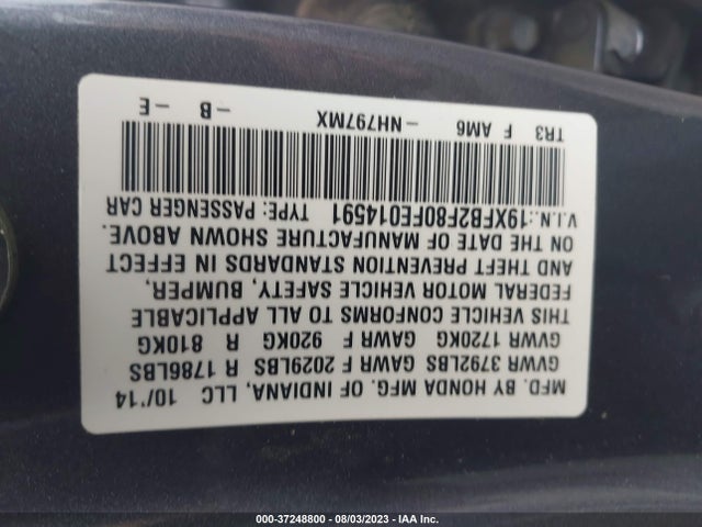 Honda Civic Sedan Ex 2015 19XFB2F80FE014591 Image 9
