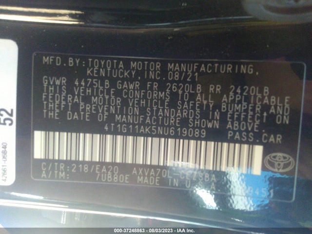 Toyota CAMRY SE 2022 4T1G11AK5NU619089 Image 14