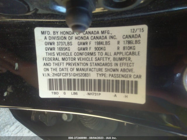 Honda Civic Sedan Lx 2016 2HGFC2F51GH520831 Image 9