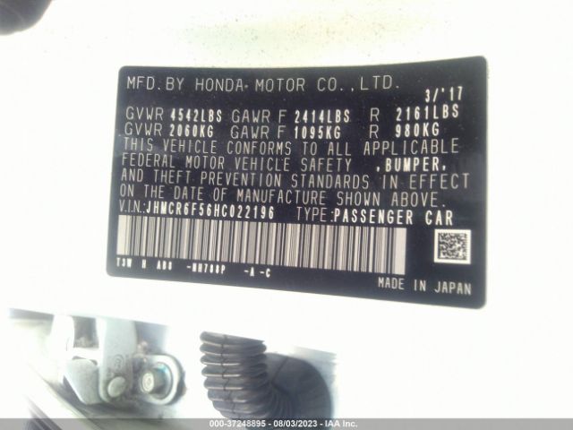 JHMCR6F56HC022196 Honda Accord Hybrid Ex-l