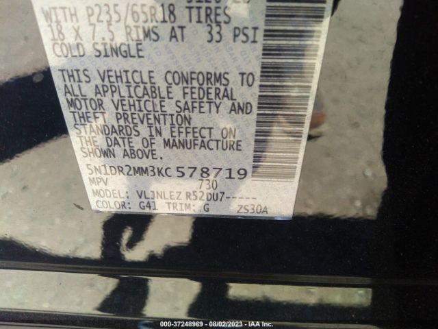 5N1DR2MM3KC578719 Nissan Pathfinder Sv
