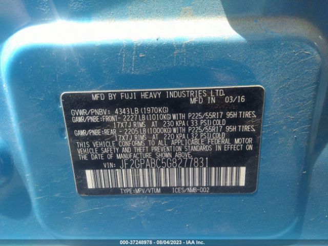 JF2GPABC5G8277831 Subaru Crosstrek Premium