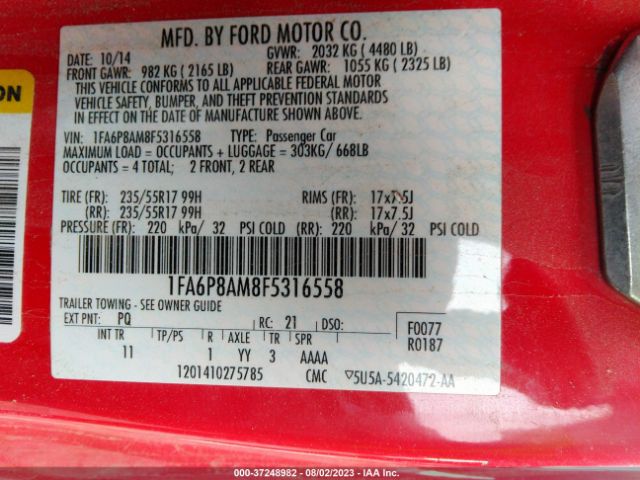 1FA6P8AM8F5316558 Ford Mustang V6