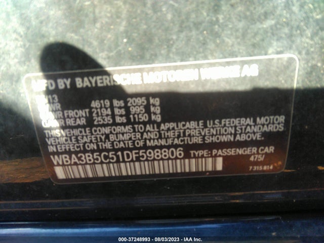 2013 BMW 3 SERIES 328I XDRIVE VIN: WBA3B5C51DF598806