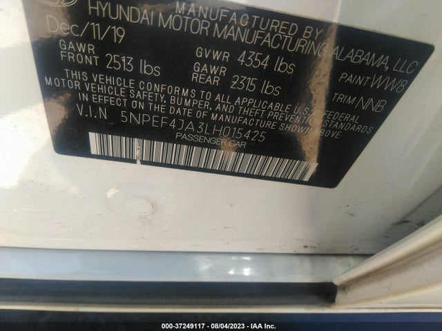 Hyundai SONATA SEL 2020 5NPEF4JA3LH015425 Image 9