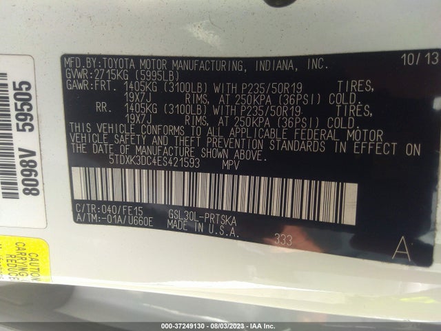 Toyota SIENNA SE 2014 5TDXK3DC4ES421593 Image 9