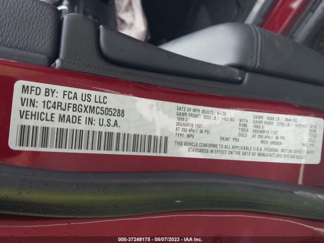 1C4RJFBGXMC505288 Jeep Grand Cherokee Limited