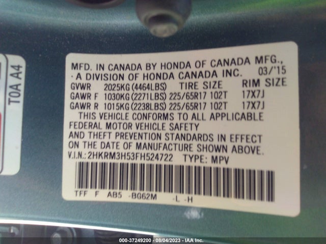 Honda CR-V EX 2015 2HKRM3H53FH524722 Image 9