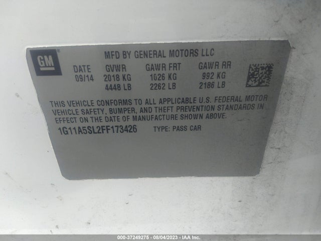 Chevrolet MALIBU LS 2015 1G11A5SL2FF173426 Image 9