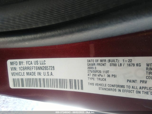 1C6RREFT6NN265728 RAM 1500 Lone Star