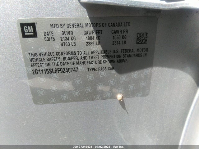 Chevrolet IMPALA LT 2015 2G1115SL6F9240747 Image 9