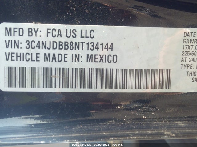 2022 JEEP COMPASS LATITUDE VIN: 3C4NJDBB8NT134144