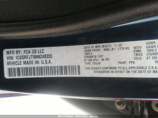 1C6SRFJT9NN248355 RAM 1500 Laramie