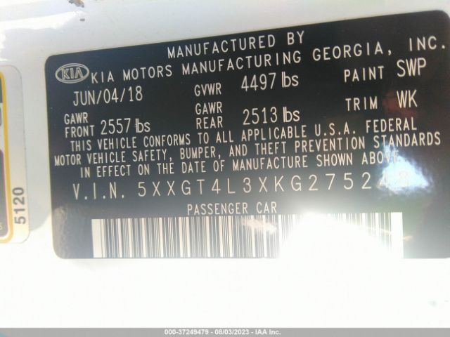 5XXGT4L3XKG275248 KIA Optima Lx