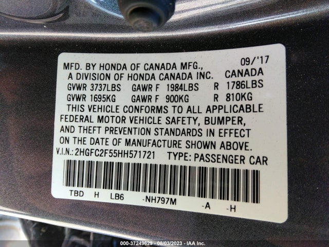 Honda Civic Sedan Lx 2017 2HGFC2F55HH571721 Image 10