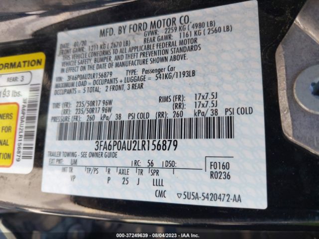 3FA6P0AU2LR156879 Ford Police Responder Hybrid