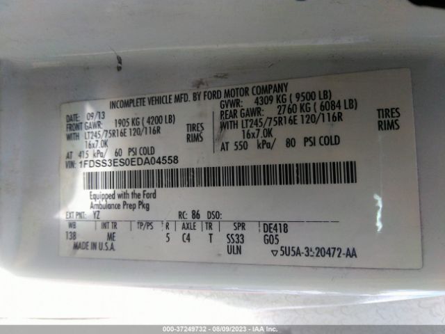 1FDSS3ES0EDA04558 Ford Econoline Cargo Van Commercial/recreational